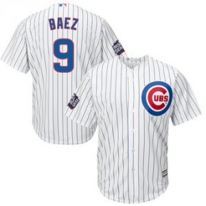 Men\'s Chicago Cubs #9 Javier Baez Majestic White Cool Base 2016 World Series Jersey