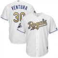 Youth Kansas City Royals #30 Yordano Ventura White 2015 World Series Champions Gold Program Cool Base Stitched MLB Jersey