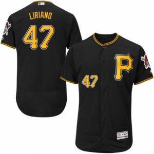 Men\'s Majestic Pittsburgh Pirates #47 Francisco Liriano Black Flexbase Authentic Collection MLB Jersey