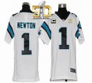 Youth Nike Panthers #1 Cam Newton White With C Patch Super Bowl 50 Stitched Jersey