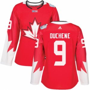 Women\'s Adidas Team Canada #9 Matt Duchene Premier Red Away 2016 World Cup Hockey Jersey