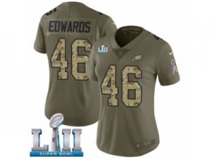 Women Nike Philadelphia Eagles #46 Herman Edwards Limited Olive Camo 2017 Salute to Service Super Bowl LII NFL Jersey