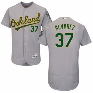 Men\'s Majestic Oakland Athletics #37 Henderson Alvarez Grey Flexbase Authentic Collection MLB Jersey