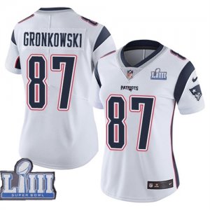 Nike Patriots #87 Rob Gronkowski White Women 2019 Super Bowl LIII Vapor Untouchable Limited Jersey