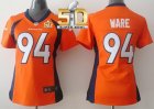 Women Nike Broncos #94 DeMarcus Ware Orange Team Color Super Bowl 50 Stitched Jersey