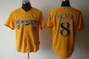 mlb milwaukee brewers #8 braun yellow