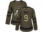 Women Adidas New Jersey Devils #9 Taylor Hall Green Salute to Service Stitched NHL Jersey