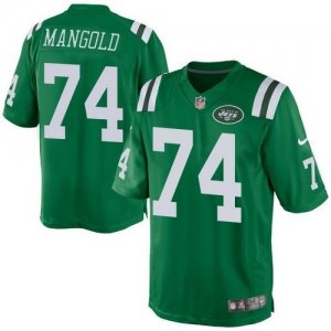 Nike New York Jets #74 Nick Mangold Green Men Rush jerseys(Elite)