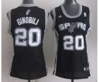 women nba san antonio spurs #20 ginobili black[revolution 30 swingman]