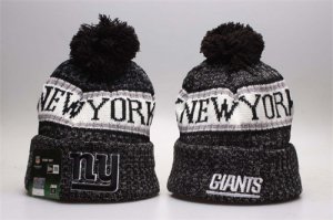 New York Giants Fresh Logo Black Pom Knit Hat YP