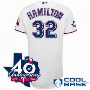 mlb Texas Rangers #32 Hamilton white(40th Anniversary)