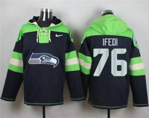 Nike Seattle Seahawks #76 Germain Ifedi Navy Blue Player Pullover NFL Hoodie