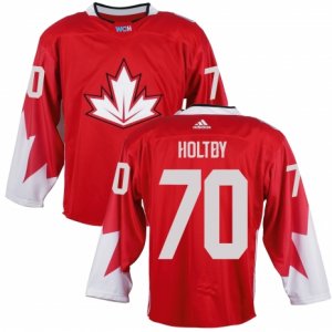 Youth Adidas Team Canada #70 Braden Holtby Authentic Red Away 2016 World Cup Ice Hockey Jersey