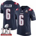 Mens Nike New England Patriots #6 Ryan Allen Limited Navy Blue Rush Super Bowl LI 51 NFL Jersey