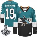 Mens Reebok San Jose Sharks #19 Joe Thornton Premier Teal Black 2015 Stadium Series 2016 Stanley Cup Final Bound NHL Jersey