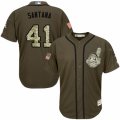 Men's Majestic Cleveland Indians #41 Carlos Santana Replica Green Salute to Service MLB Jersey