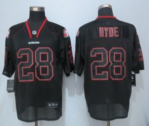 Nike San Francisco 49ers #28 Hyde Black Jerseys(Lights Out Elite)