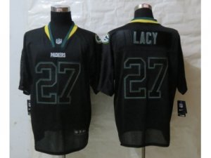 Nike Green Bay Packers #27 Lacy Black Jerseys(Lights Out Elite)