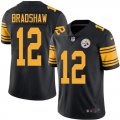 Nike Steelers #12 Terry Bradshaw Black Color Rush Limited Jersey