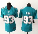 Women Nike Miami Dolphins #93 Ndamukong Suh green jerseys