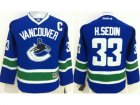 Youth NHL Vancouver Canucks #33 H.SEDIN Blue Jerseys