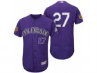 Mens Colorado Rockies #27 Trevor Story 2017 Spring Training Flex Base Authentic Collection Stitched Baseball Jersey