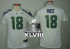 Nike Seattle Seahawks #18 Sidney Rice White Super Bowl XLVIII Women NFL Limited Jersey