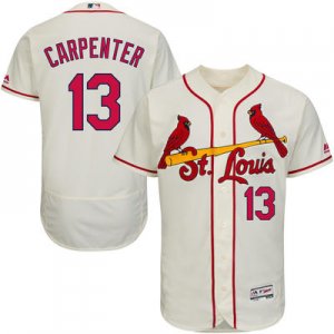 2016 Men St. Louis Cardinals # 13 Matt Carpenter Majestic Cream Flexbase Authentic Collection Player Jersey