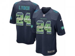 Mens Nike Seattle Seahawks #24 Marshawn Lynch Limited Navy Blue Strobe NFL Jersey