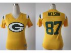Nike Women Packers #87 Jordy Nelson Yellow FEM FAN Field Flirt Fashion Jerseys