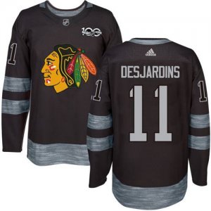 Mens Chicago Blackhawks #11 Andrew Desjardins Black 1917-2017 100th Anniversary Stitched NHL Jersey