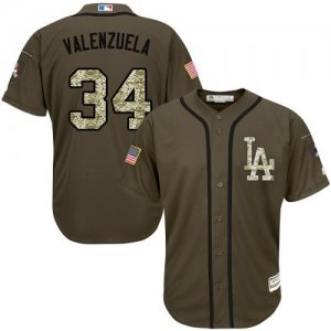 Men Los Angeles Dodgers #34 Fernando Valenzuela Green Salute to Service Stitched Baseball Jersey