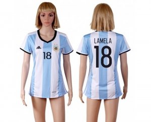 Women\'s Argentina #18 Lamela Home Soccer Country Jersey