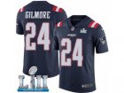 Men Nike New England Patriots #24 Stephon Gilmore Limited Navy Blue Rush Vapor Untouchable Super Bowl LII NFL Jersey