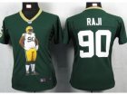 Nike Women green bay packers #90 raji green Portrait Fashion Game Jerseys