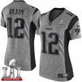 Womens Nike New England Patriots #12 Tom Brady Limited Gray Gridiron Super Bowl LI 51 NFL Jersey