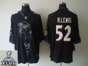 2013 Super Bowl XLVII NEW Baltimore Ravens 52 Ray Lewis Black Jerseys (Helmet Tri-Blend Limited)