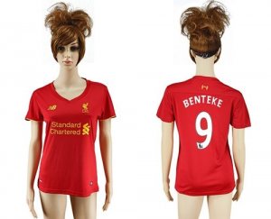 Womens Liverpool #9 Benteke Red Home Soccer Club Jersey