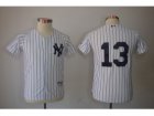 Youth New York Yankees #13 Alex Rodriguez White Jerseys(Black Stripe)