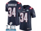 Men Nike New England Patriots #34 Rex Burkhead Limited Navy Blue Rush Vapor Untouchable Super Bowl LII NFL Jersey