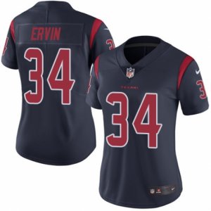 Women\'s Nike Houston Texans #34 Tyler Ervin Limited Navy Blue Rush NFL Jersey