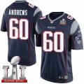 Youth Nike New England Patriots #60 David Andrews Elite Navy Blue Team Color Super Bowl LI 51 NFL Jersey