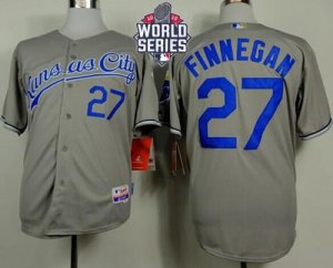 Kansas City Royals #27 Brandon Finnegan Grey Cool Base W 2015 World Series Patch Stitched MLB Jersey