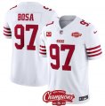 Men's San Francisco 49ers #97 Nick Bosa White 2023 F.U.S.E. With 2-star C And NFC West Champions Football Stitched Jersey