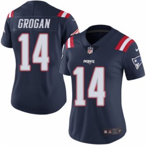 Women\'s Nike New England Patriots #14 Steve Grogan Limited Navy Blue Rush NFL Jersey