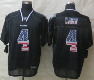 Nike Oakland Raiders #4 Carr Black Jerseys(Elite USA Flag Fashion)