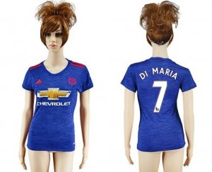 Womens Manchester United #7 Di Maria Away Soccer Club Jersey