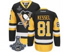 Mens Reebok Pittsburgh Penguins #81 Phil Kessel Premier Black Gold Third 2017 Stanley Cup Champions NHL Jersey