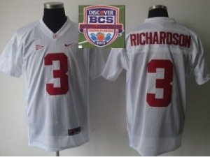 2013 BCS National Championship Alabama Crimson #3 Richardson White NCAA Football Jerseys