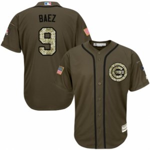 Men\'s Majestic Chicago Cubs #9 Javier Baez Replica Green Salute to Service MLB Jersey